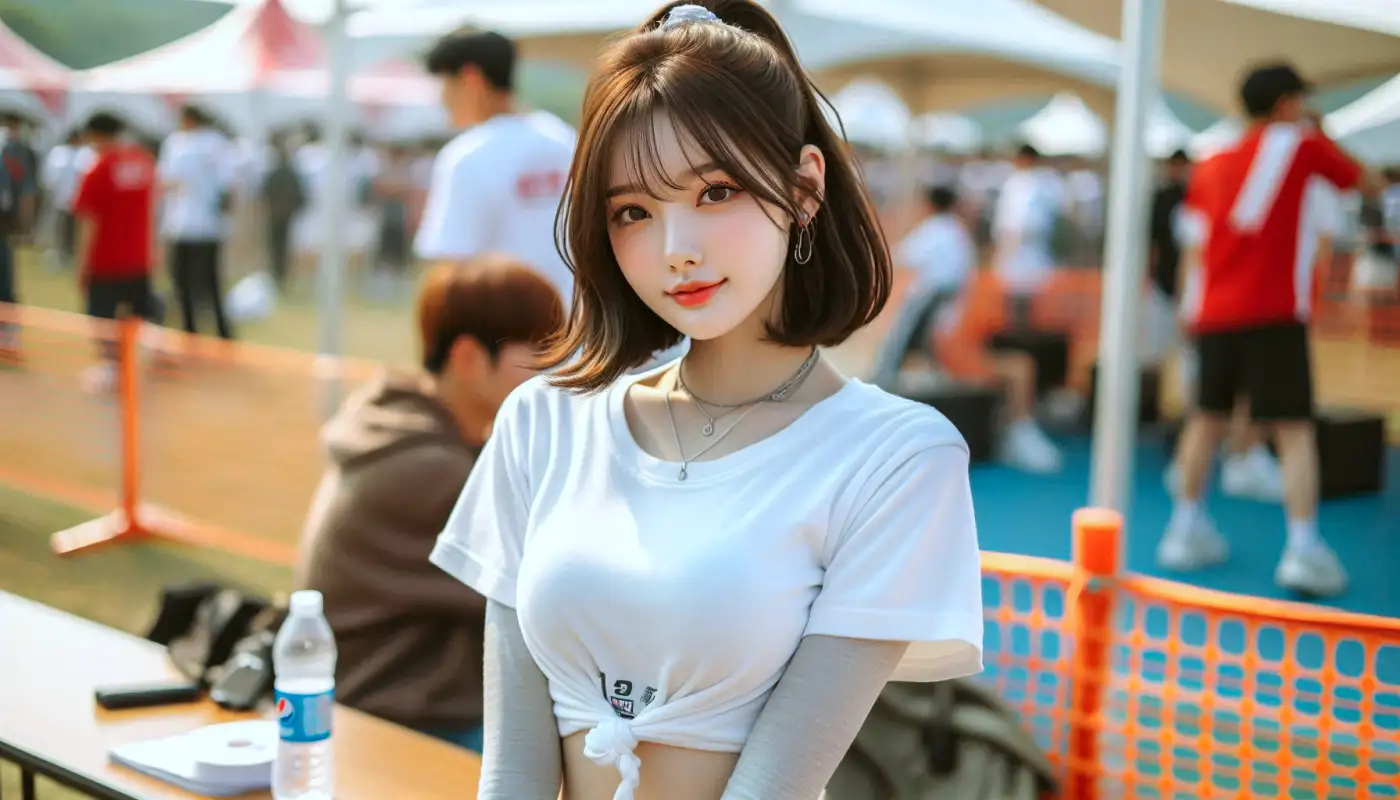 페스티벌-스텐딩-지정석-좌설을-알아보는-여성의-모습