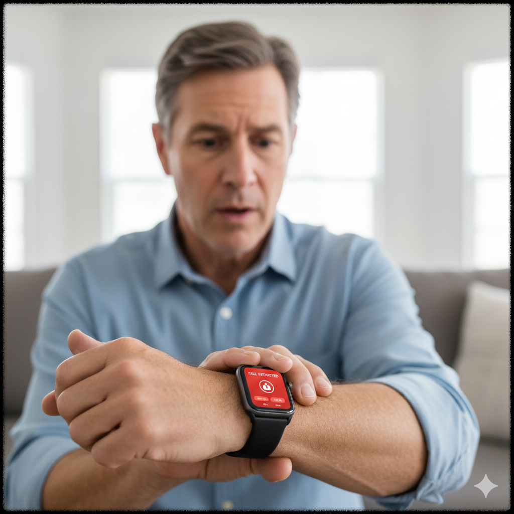 스마트워치로 건강 관리를 하는 모습