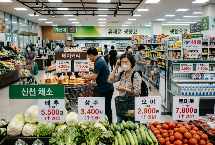 생활물가 상승을 보여주는 마트 장면
