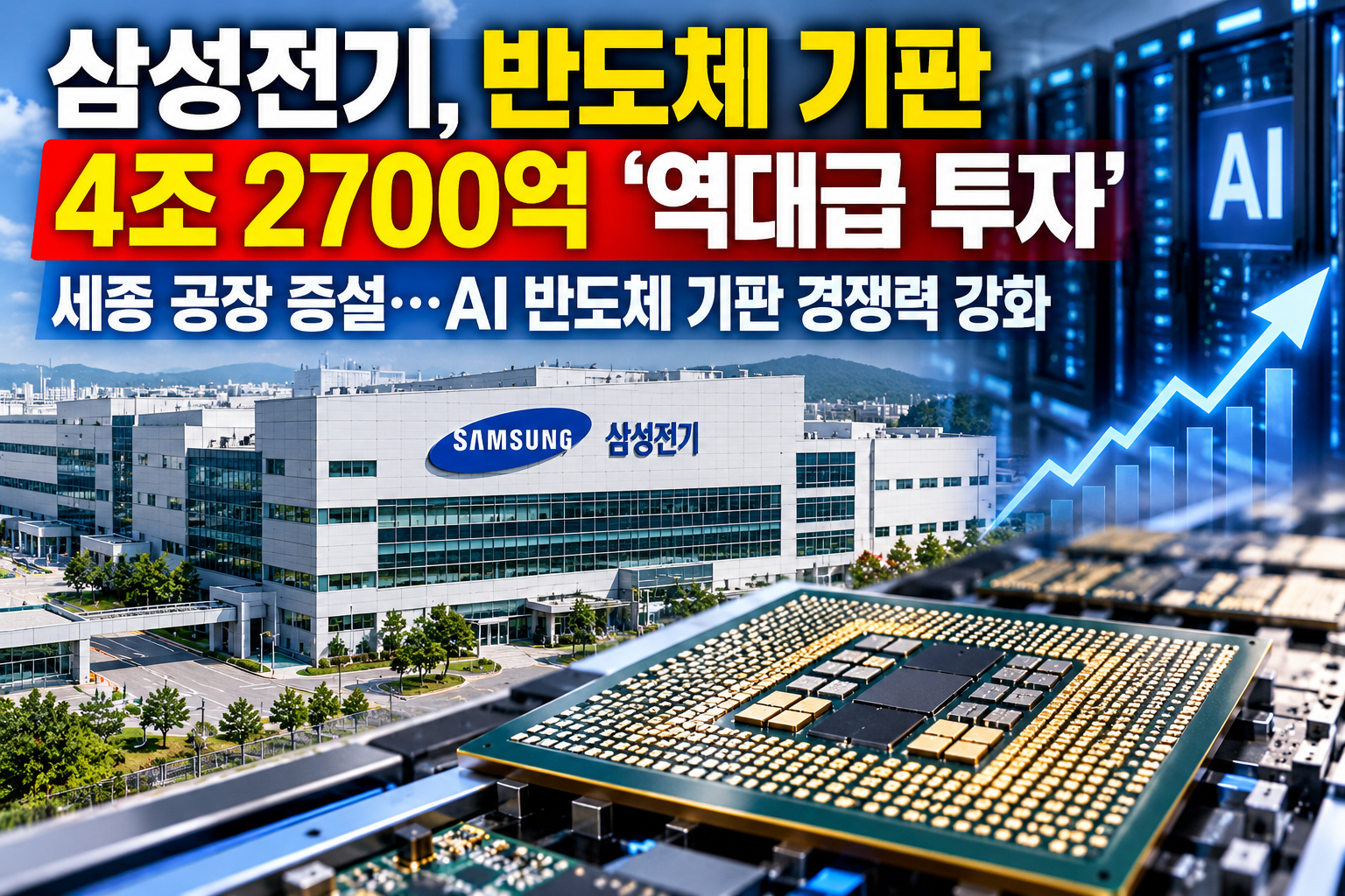 삼성전기 세종 FCBGA 4조2700억원 AI 반도체 기판 투자
태그입력: