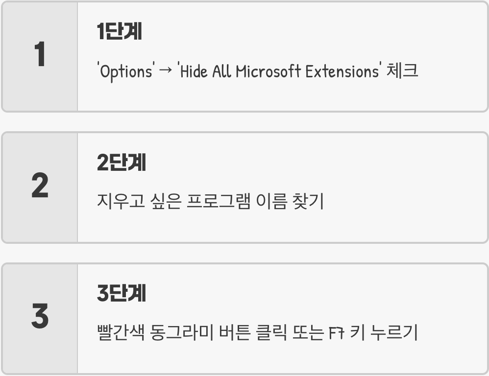 불필요한 메뉴, '사용 안 함'으로 잠재우기