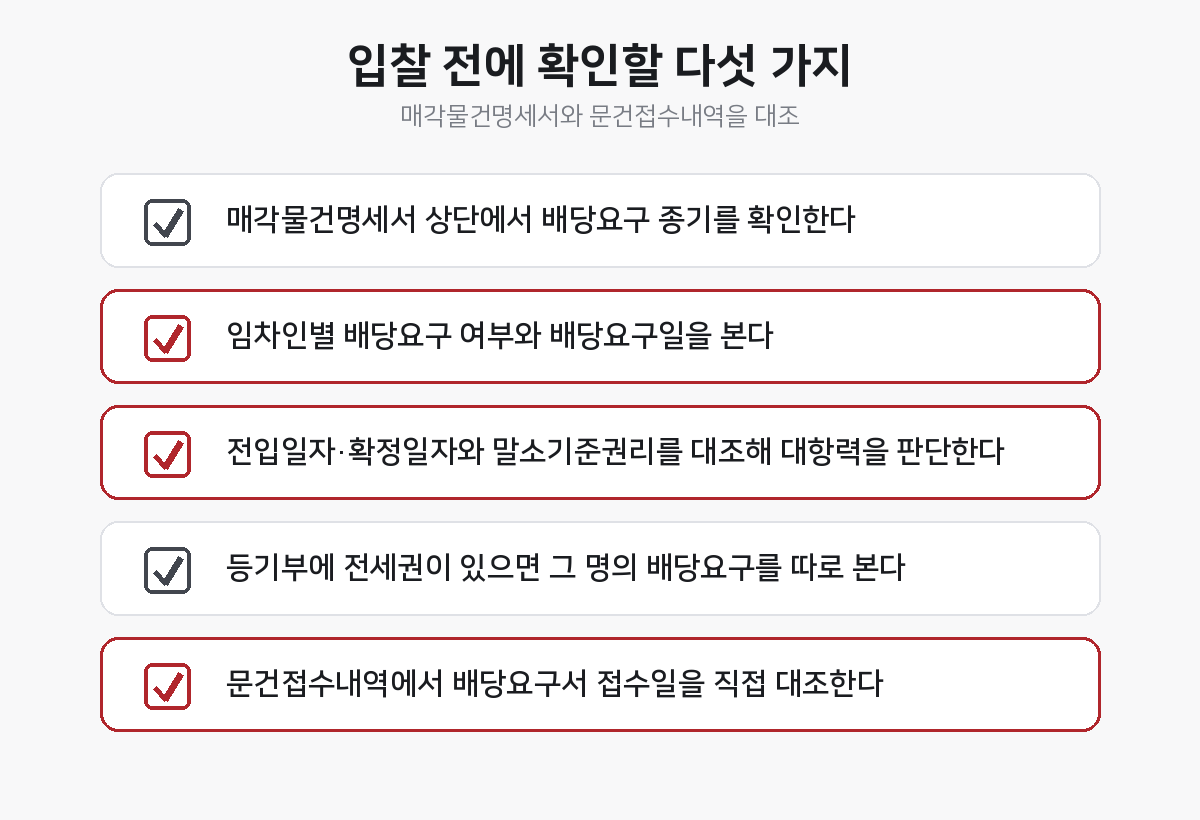 입찰 전 배당요구 확인 체크리스트
