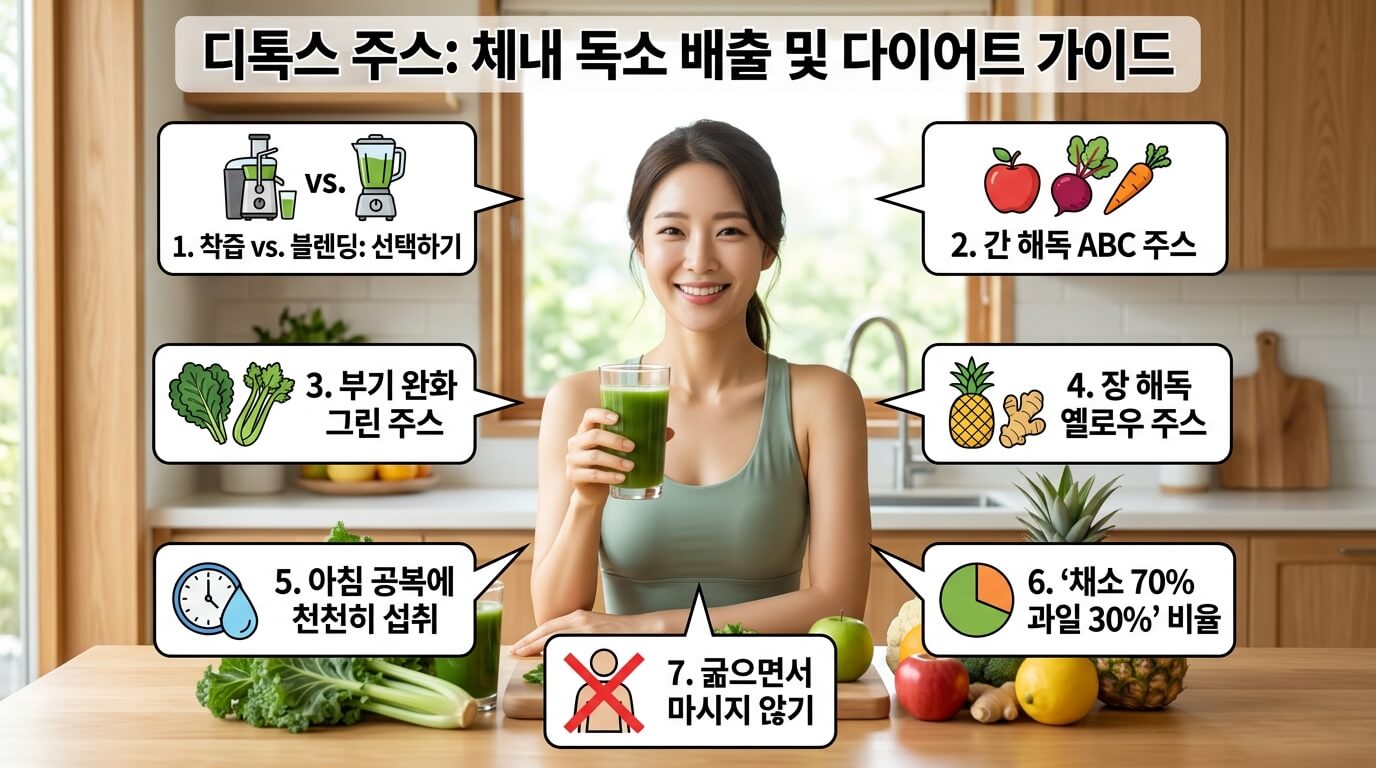 다이어트 및 체내 독소 배출을 위한 디톡스 주스 요약 이미지