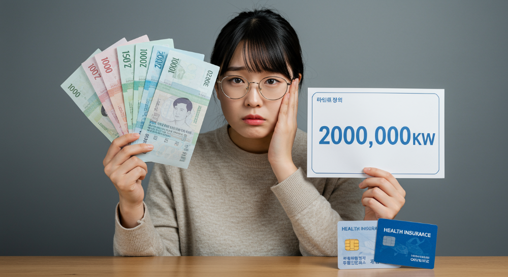2025년 건강보험 피부양자 소득 기준 변화로 고민하는 사람과 핵심 소득 기준을 보여주는 이미지