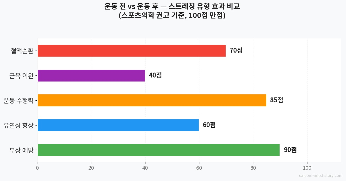 정적 동적 스트레칭 운동 전후 비교