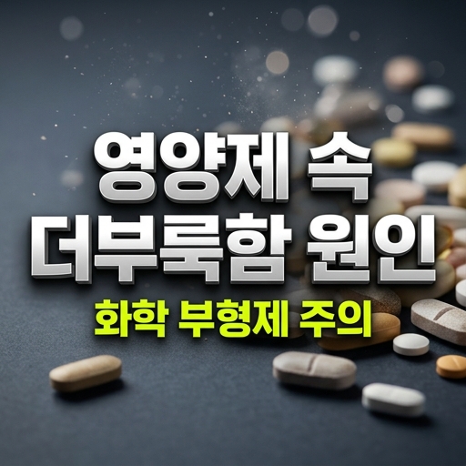 영양제 속 더부룩함 원인으로 화학 부형제 주의를 강조하는 블로그 썸네일