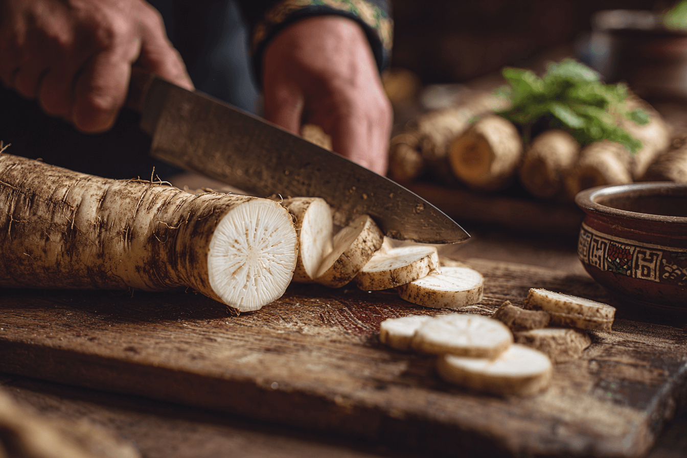 무를-썰고-있는-이미지