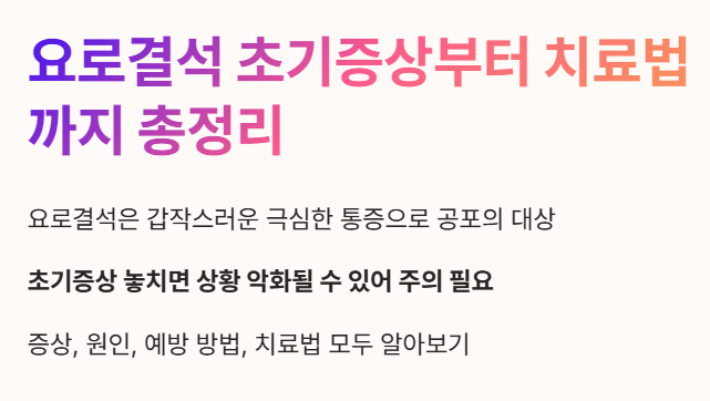요로결석 초기증상부터 치료법까지