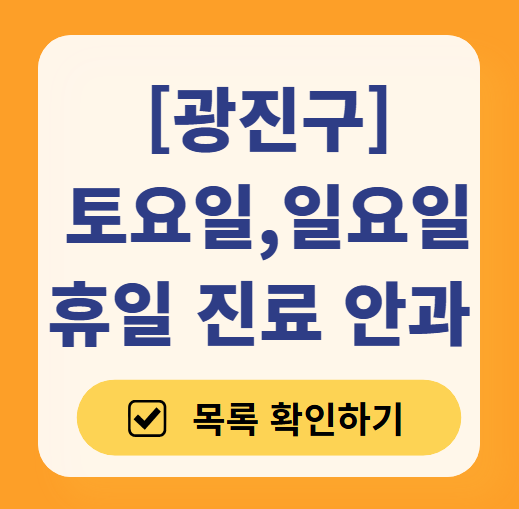 광진구 일요일 문 여는 안과 목록 ❘ 토요일, 주말, 공휴일 진료 영업 병원 찾기