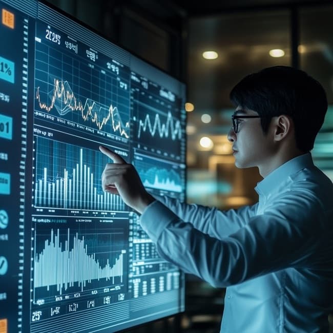 2025년 KRW, USD, JPY 통화 추이 비교 그래프