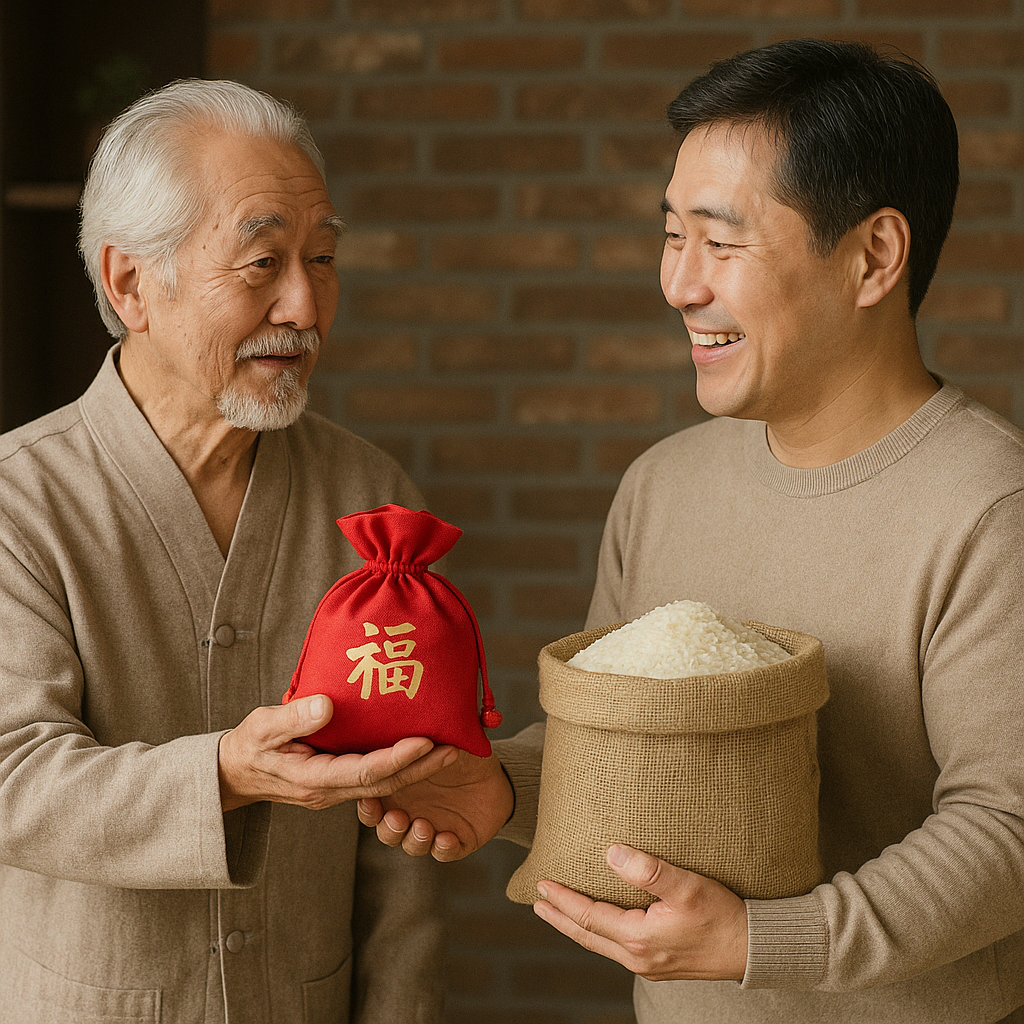 조상님이 주는 복주머니와 쌀
