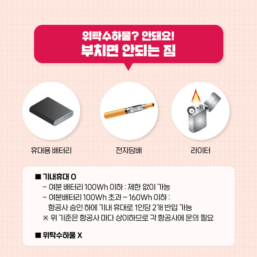 비행기 위탁수하물 기내반입 금지품목 허용 무게 총 정리