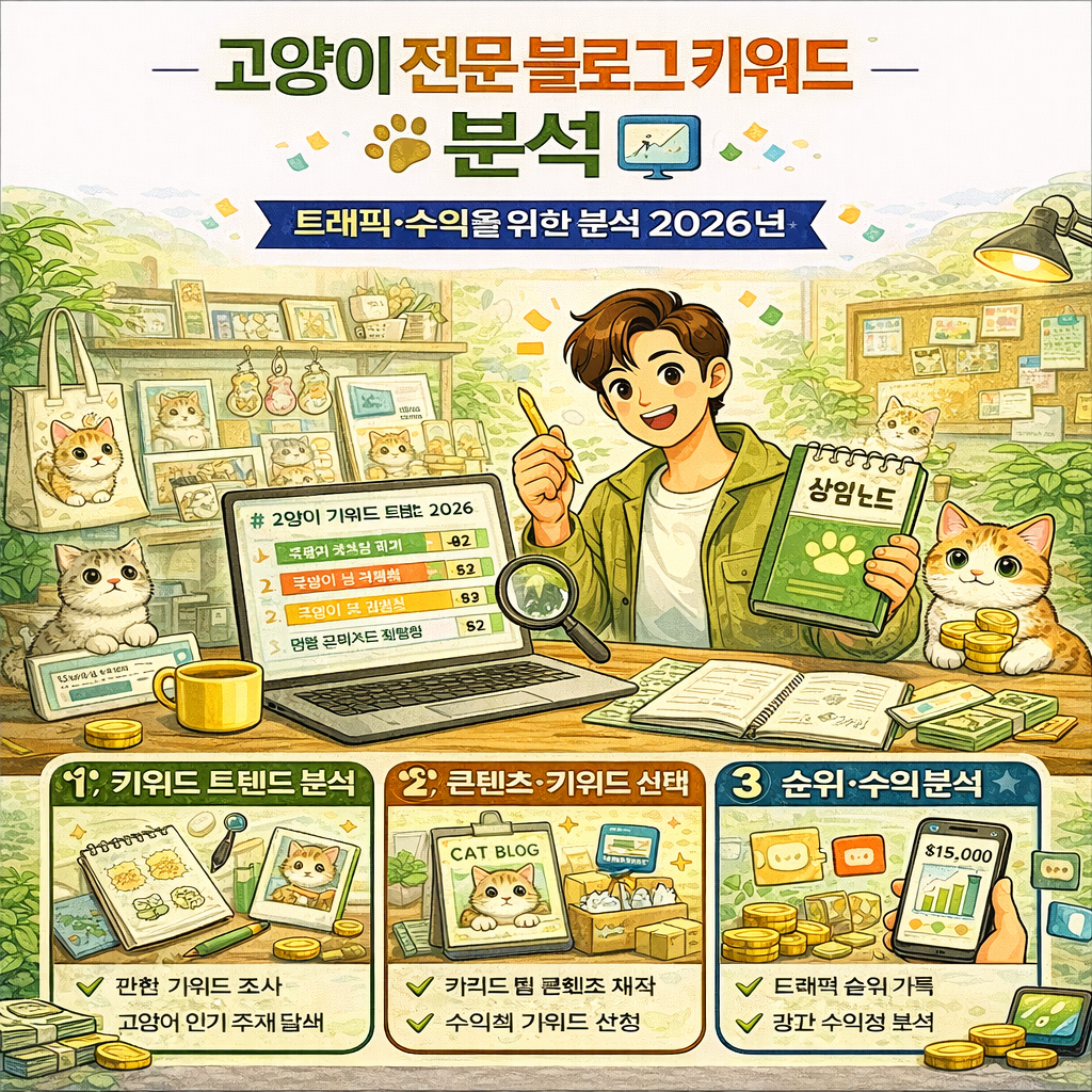 고양이 전문 블로그 키워드 분석 | 트래픽·수익을 위한 분석 2026
