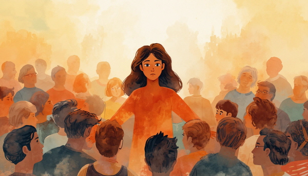 ENFJ는 사람을 향한 따뜻한 시선과 책임감을 지닌 유형입니다. 주변 사람들의 필요를 누구보다 빨리 감지하고, 그들을 돕기 위해 앞장섭니다에 관한 그림입니다