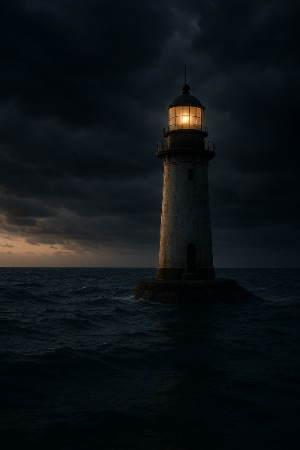 고요한 수면 아래 깊이를 알 수 없는 심연, 또는 폭풍우 속에서도 묵묵히 자리를 지키는 등대의 모습. 사마의의 인내와 위기 속 침착함을 상징한다.