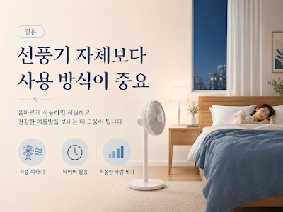 선풍기 괴담보다 실내 온도와 바람 방향이 중요하다는 안전한 사용법 정리 이미지