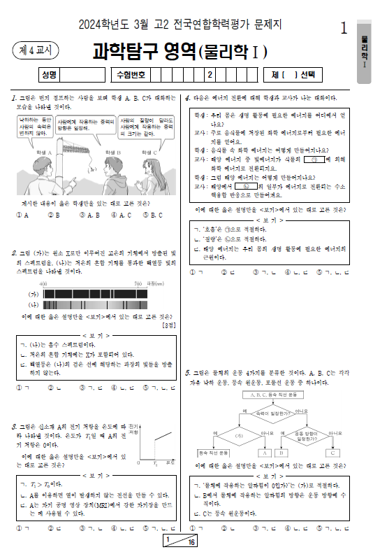 2024-3월-고2-모의고사-물리학 1-기출문제-다운