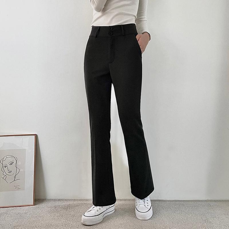 겨울 세미 부츠컷 기모 슬랙스 여자 밴딩 스판 바지 키작녀