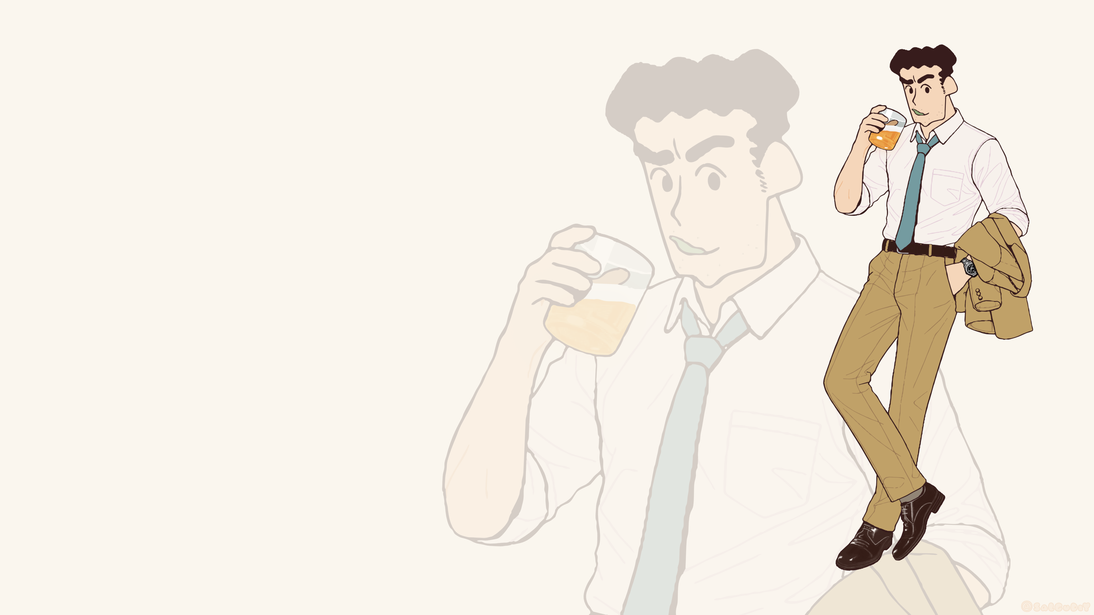 짱구 아빠 신형만 팬아트 4K 배경화면