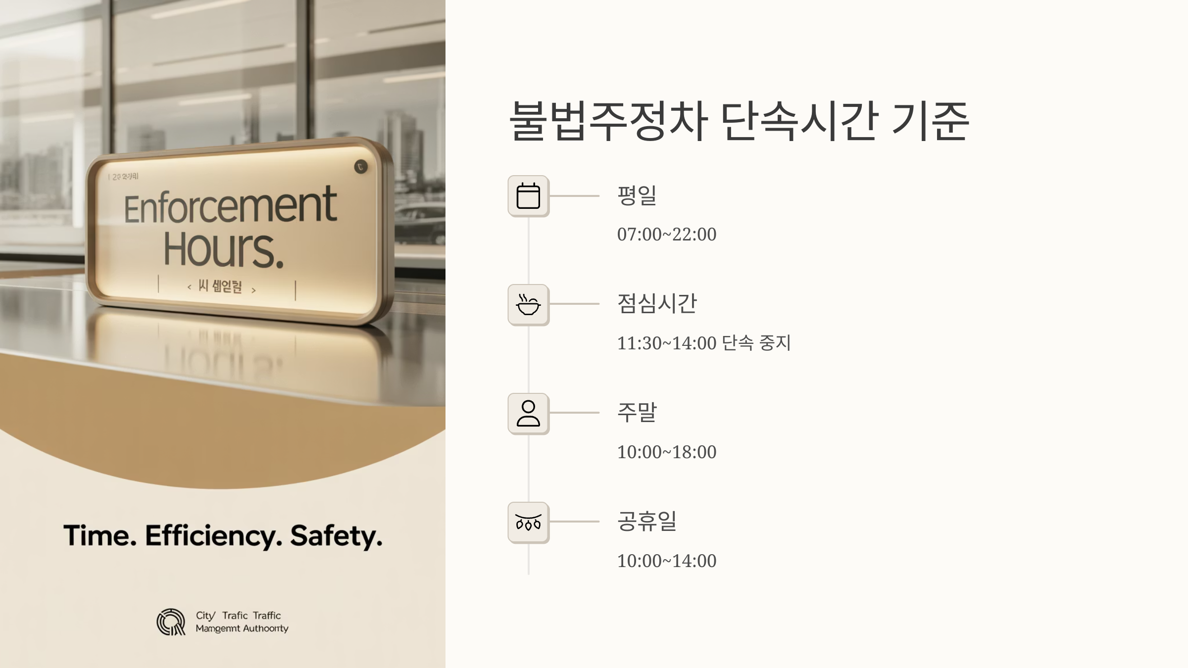 불법주정차 단속시간 기준