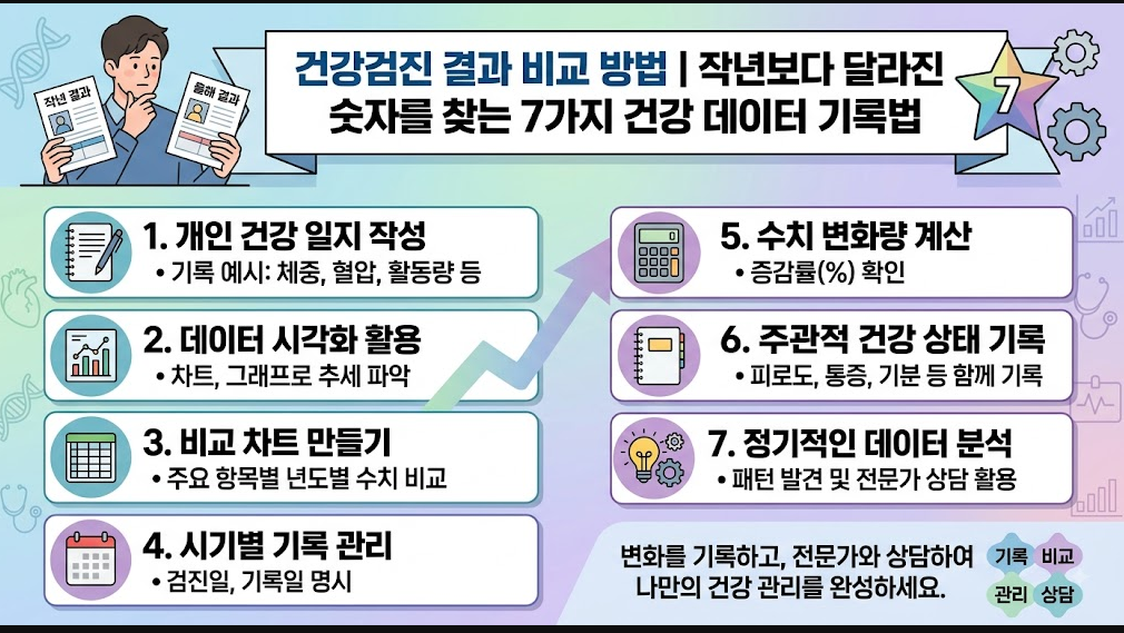 건강검진 결과 비교 및 건강 데이터 기록 관리표