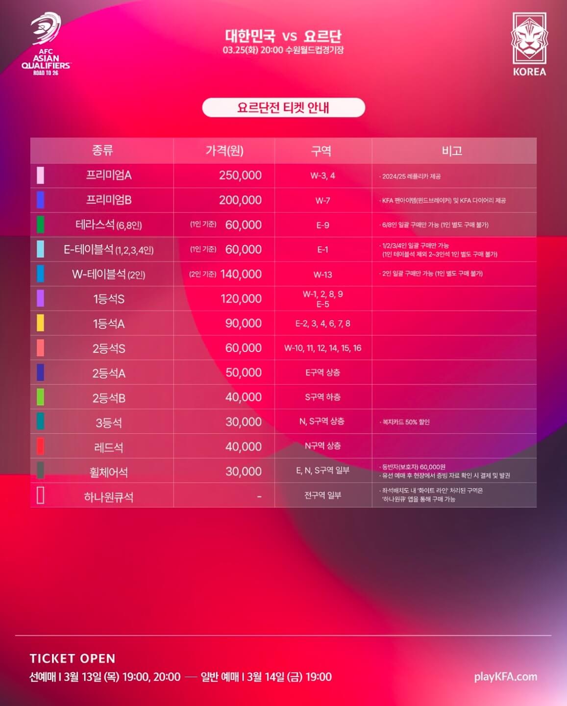 대한민국 요르단 예매