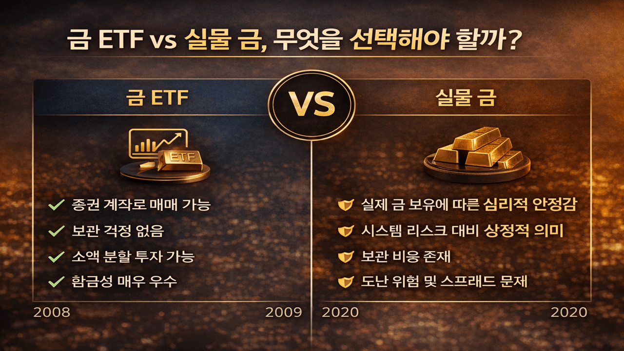 2️⃣ 금 ETF vs 실물 금, 무엇을 선택해야 할까?