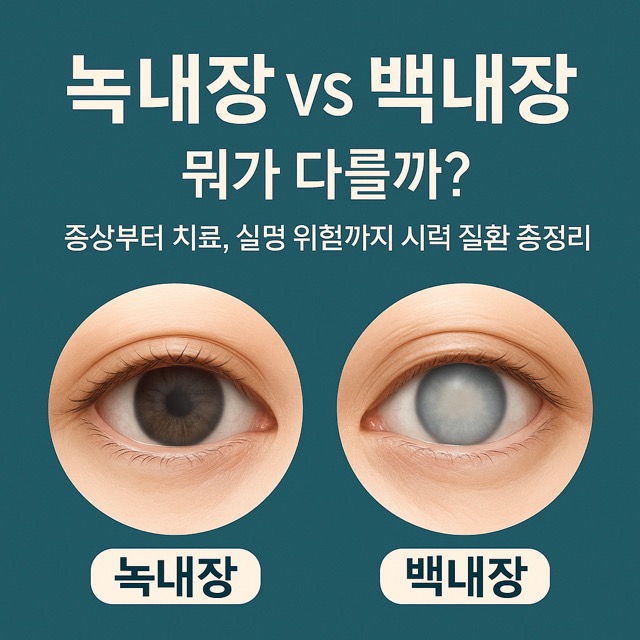녹내장과 백내장의 차이를 시각적으로 비교한 교육용 인포그래픽(출처: 자체제작)
