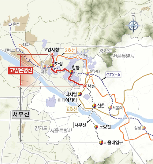 고양은평선 노선도