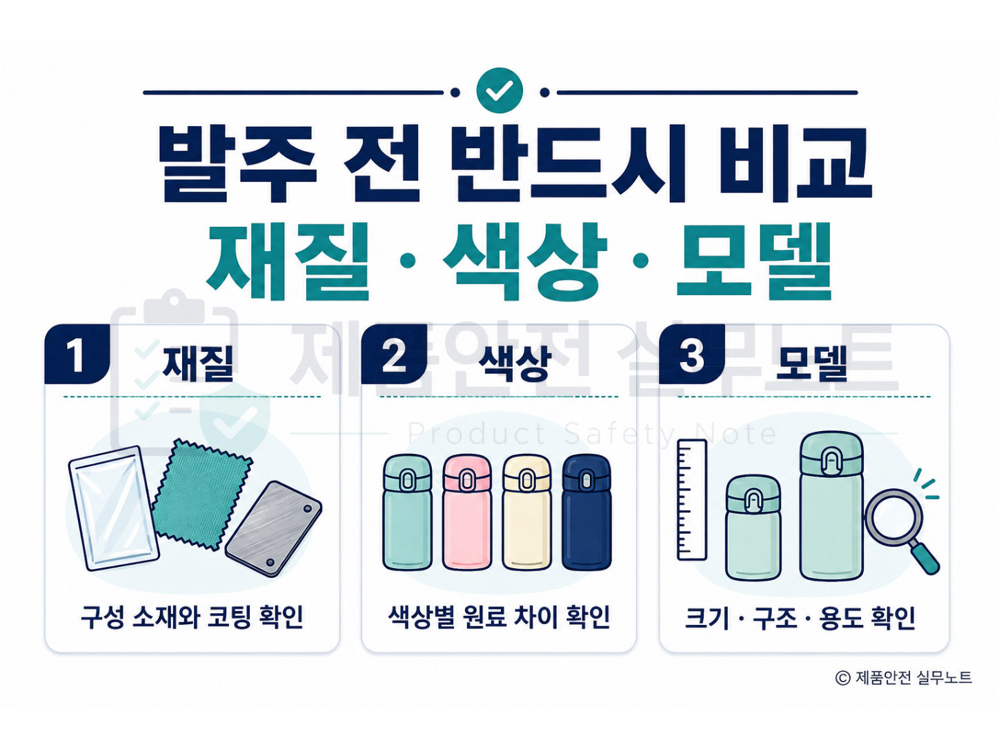 중국 사입 전 재질 색상 모델 확인사항
