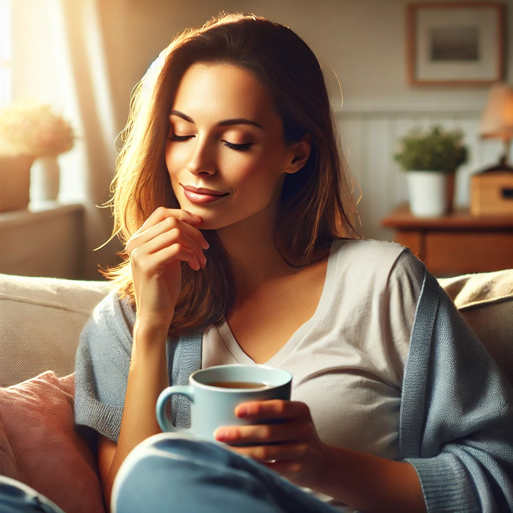 음료 한잔 하며 스트레스 해소 하는 사진