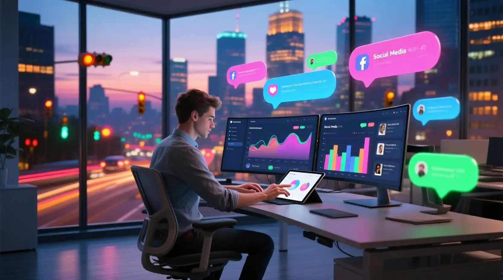 <img src="social_media_brand_communication.webp" alt="브랜드가 소셜 미디어를 통해 소비자와 실시간으로 소통하는 장면을 표현한 이미지">