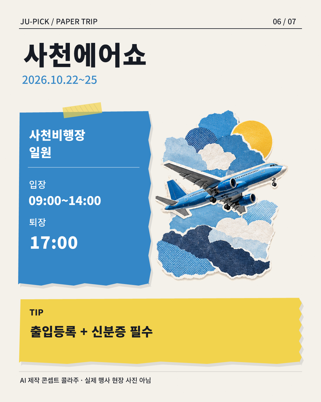 사천에어쇼 14시 입장 마감과 출입등록 안내 &middot; AI 제작 콘셉트 콜라주
