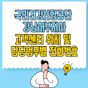 국민건강보험공단 강남서부지사 고객센터 위치 및 담당업무별 전화번호