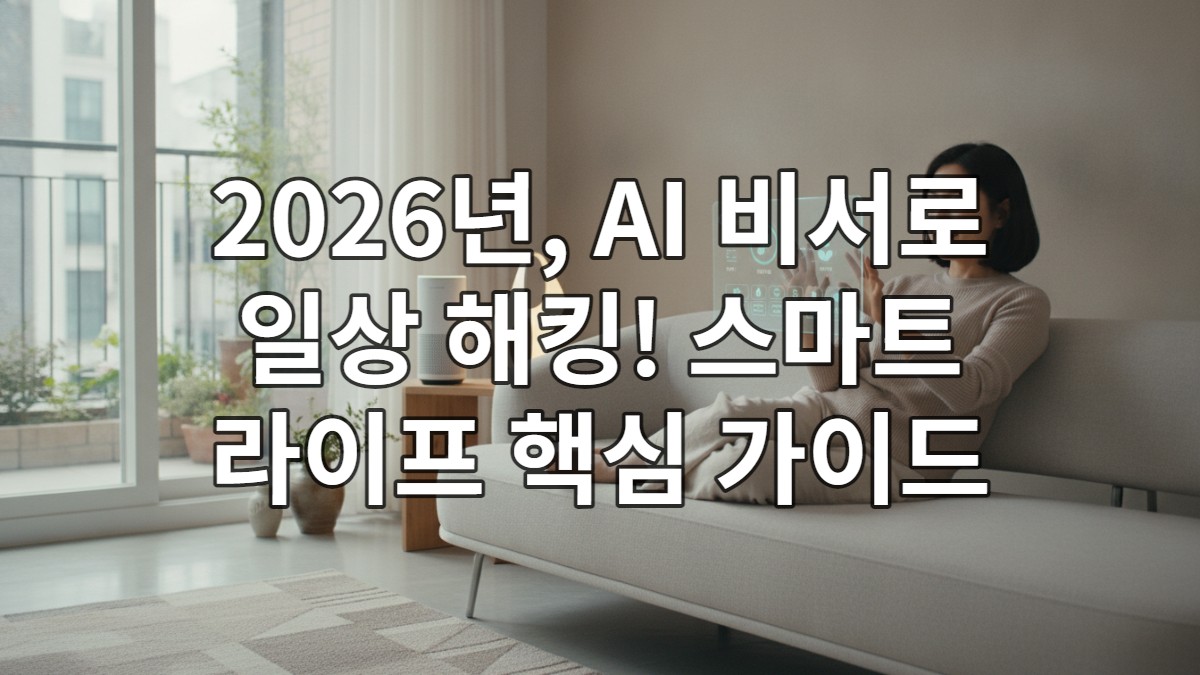 2026년, AI 비서와 함께 스마트 라이프를 즐기는 한국 여성의 모습