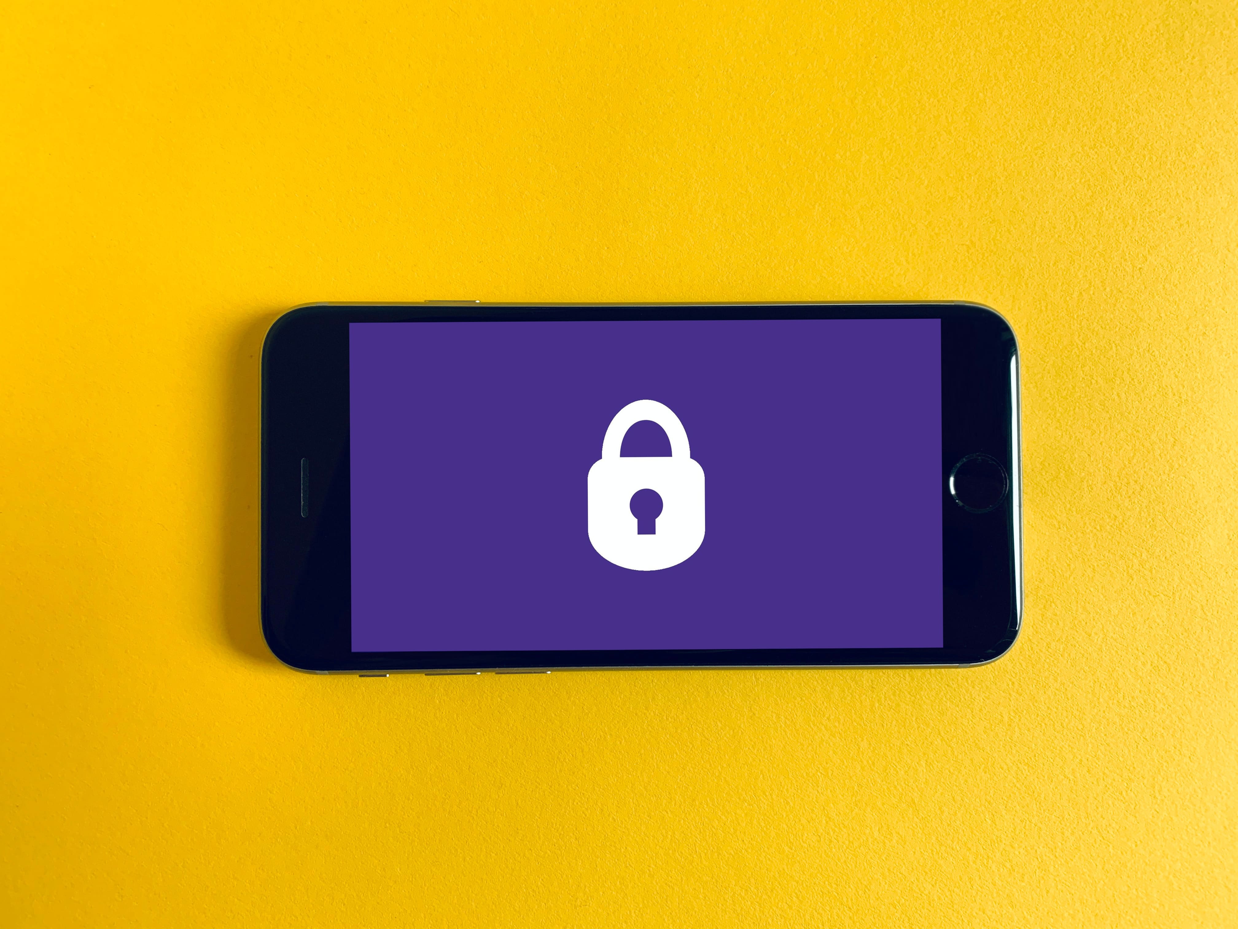 Lock sign and security feeling on the smartphone screen