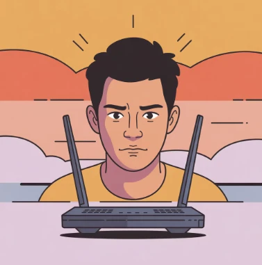 와이파이 기본 비밀번호 궁금해 하는 사람 일러스트 이미지