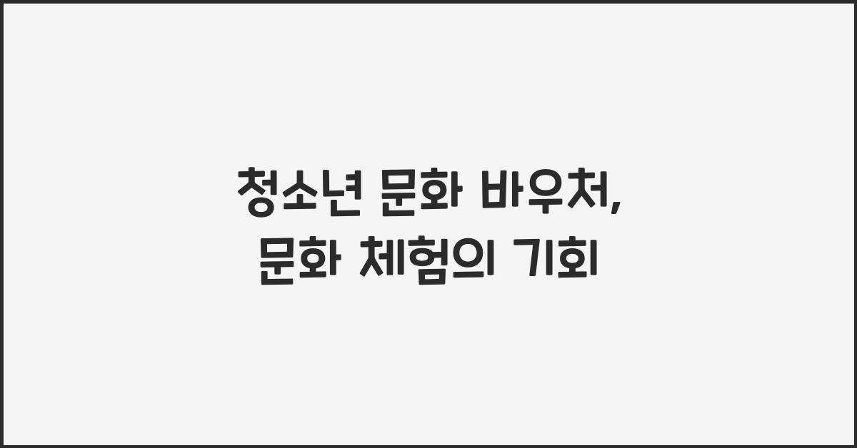 청소년 문화 바우처