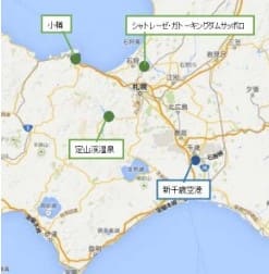 지도에 일본어가 적혀있다.