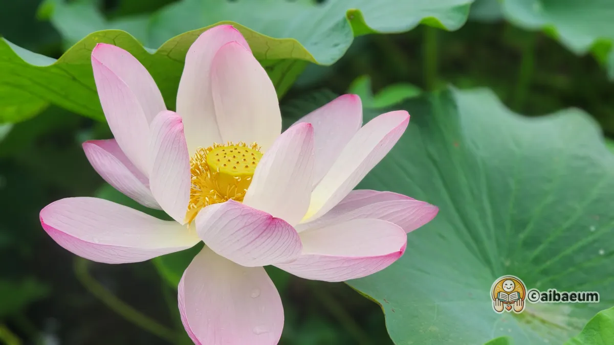 연밭에-연꽃이-피어- 있음