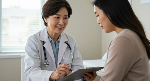 생리지연이 계속되어 병원에 방문한 여성