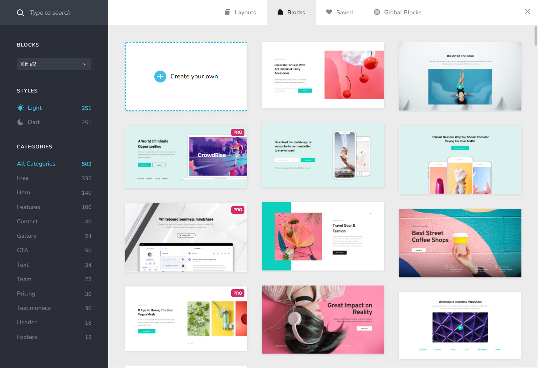 Brizy Cloud - 훌륭한 랜딩 페이지를 쉽고 빠르게 만들 수 있는 웹 제작 서비스 - 블록 템플릿