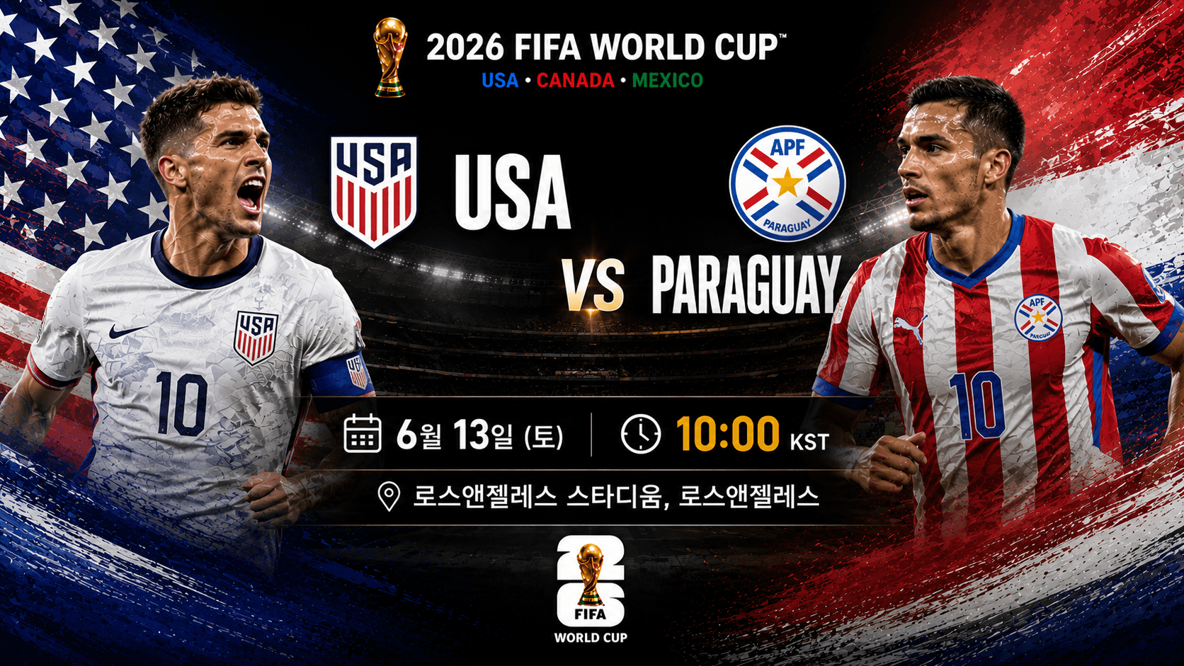 2026 FIFA 월드컵 미국 대 파라과이 경기 일정, KST 시간 및 로스앤젤레스 스타디움 경기장 안내