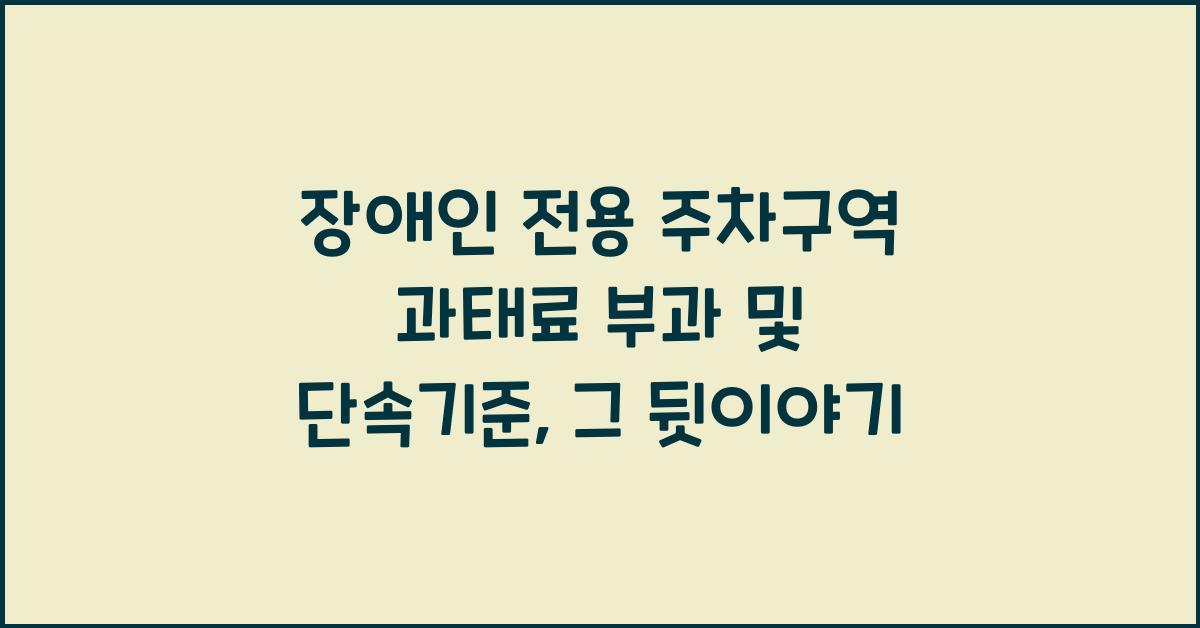 장애인 전용 주차구역 과태료 부과 및 단속기준