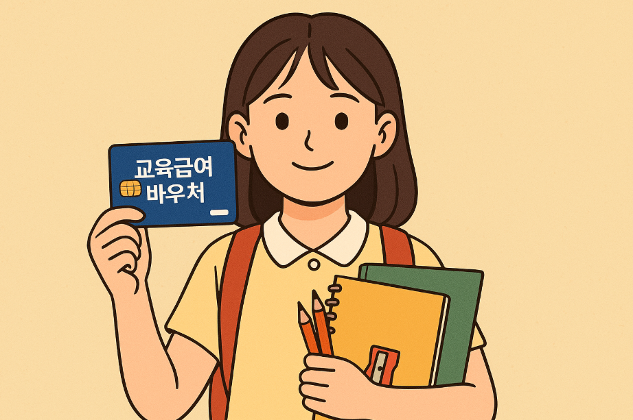 2025년 교육급여 바우처 안내를 나타내는 정보 이미지 또는 카드 시각 자료