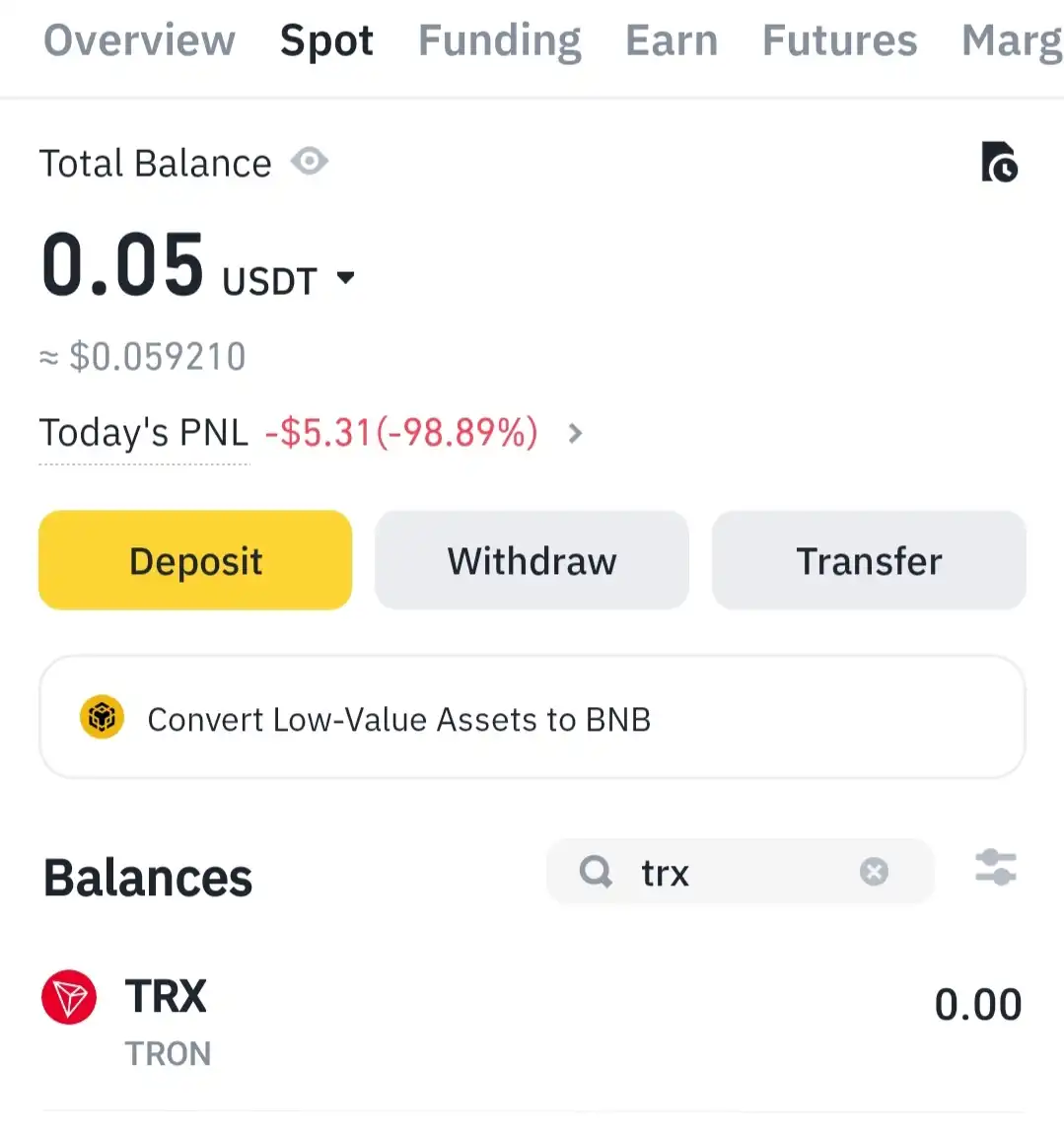 나의지갑에서 트론확인