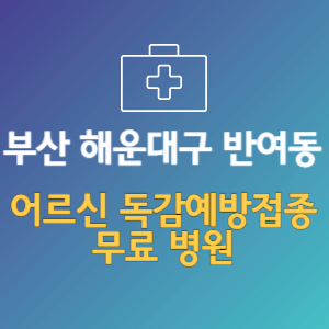 부산 해운대구 반여동 노인 독감예방접종 무료 병원 (인플루엔자 무료 접종 대상 날짜)