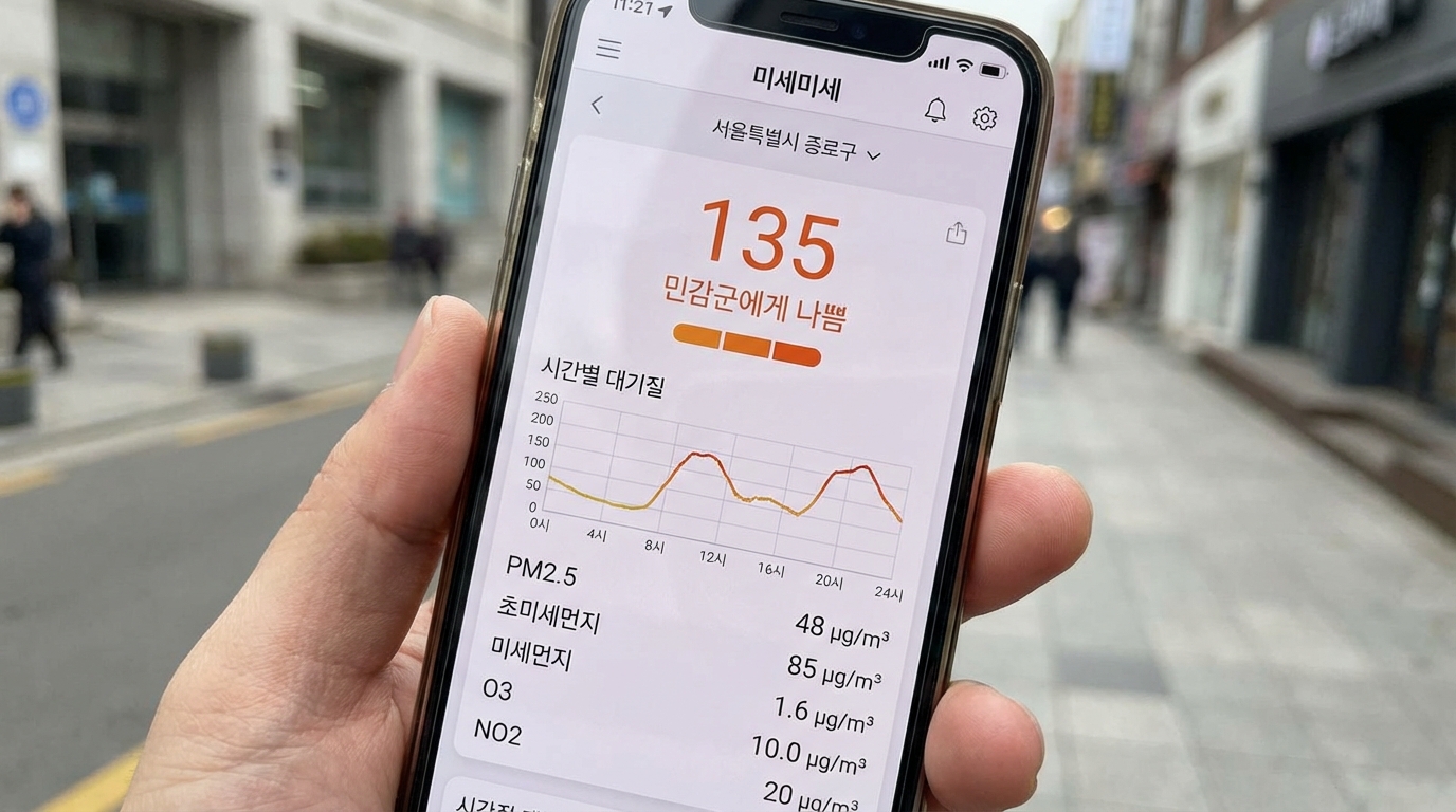 스마트폰으로 확인하는 대전 대덕구 실시간 대기 오염 지수 정보
