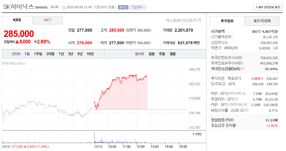 SK하이닉스 주가