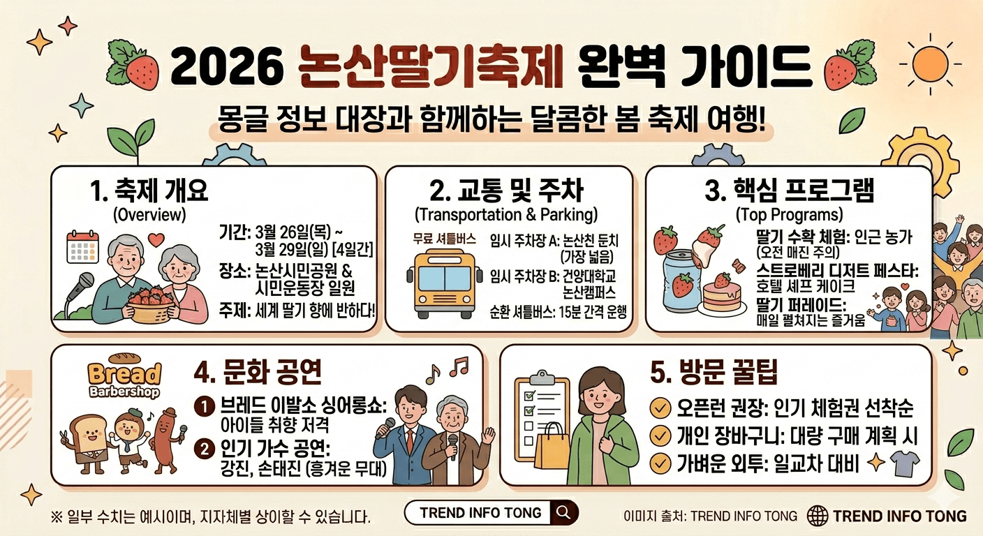 2026 논산딸기축제 일정 & 라인업! 손태진·강진 공연부터 브레드 이발소까지 총정리